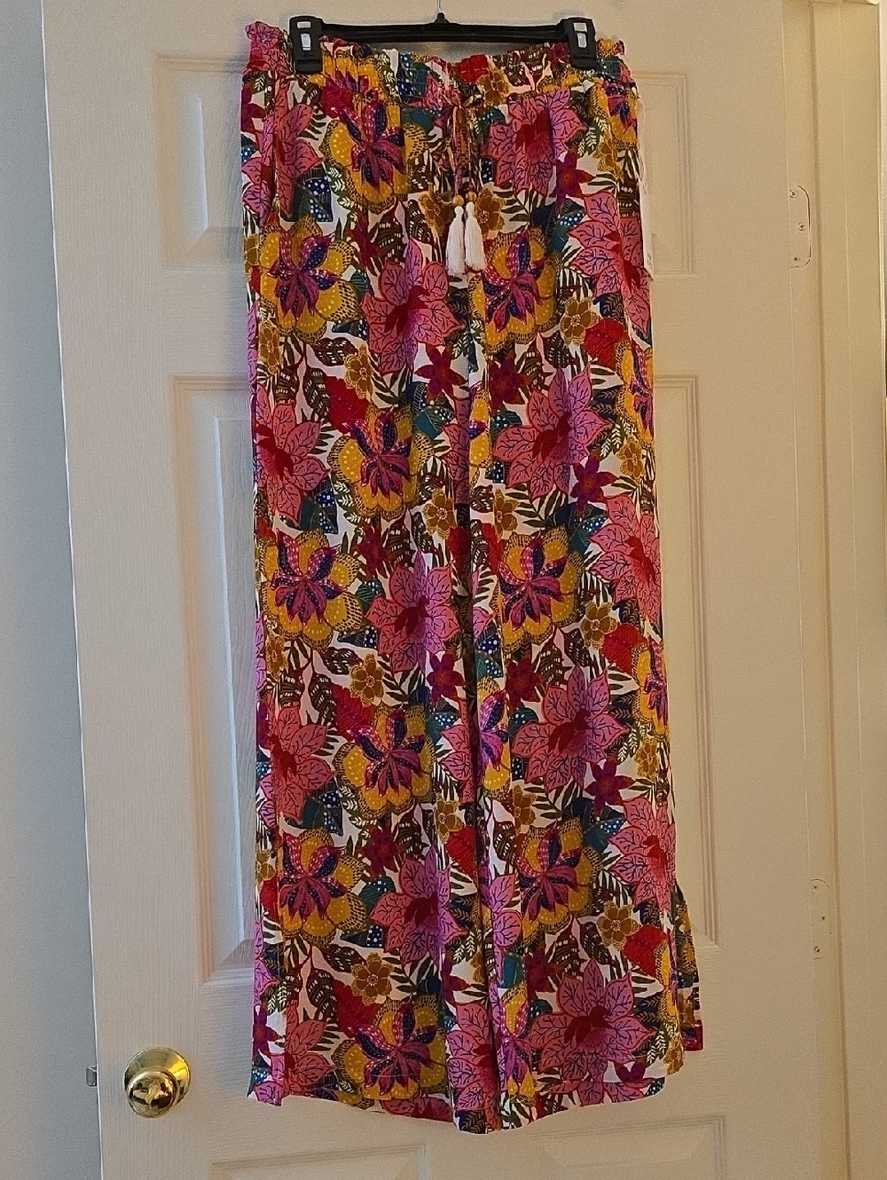 Rose & Olive Pink and Yellow Floral Wide-Leg Pull-On Pants NWT